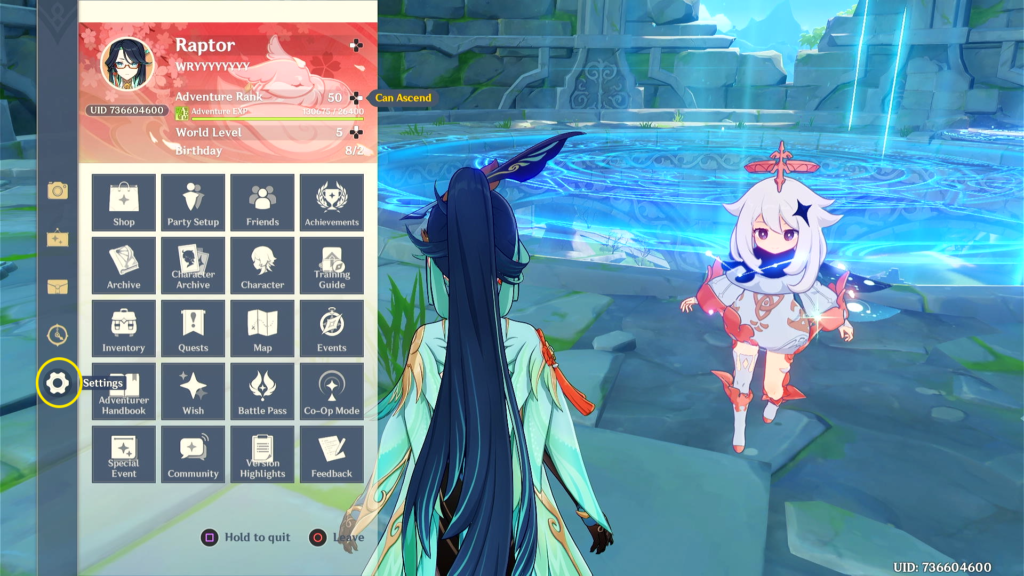 Navigate to Settings in Genshin Impact
